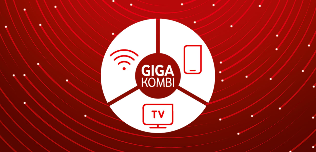 GigaKombi-Logo mit Festnetz-, Mobilfunk- und TV-Symbol