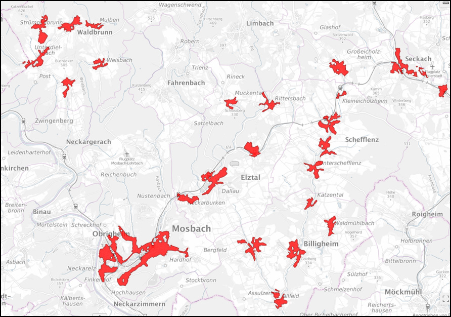 Detailkarten der Ausbaugebiete im Neckar-Odenwald-Kreis