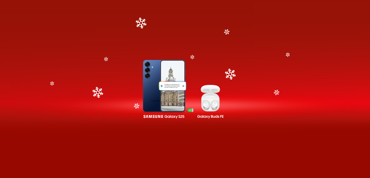 Samsung Galaxy S25 mit Galaxy Buds FE inklusive. Mit Google AI-Funktionen, die Dir helfen, Deinen Alltag zu organisieren. Energieeffizienzklasse B.