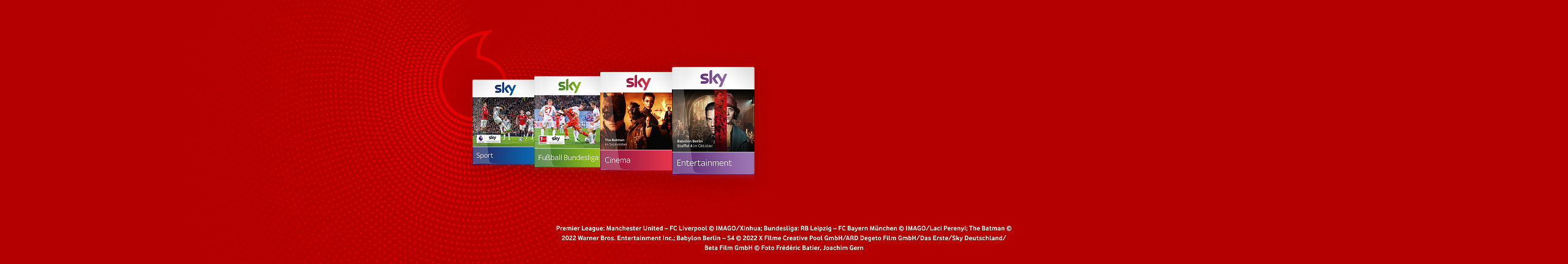 Sky Pakete bei Vodafone: Sky Cinema Paket, Sky Fußball-Bundesliga Paket, Sky Sport Paket, Sky Kids Paket