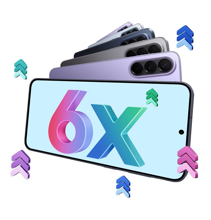 Zu sehen ist ein Galaxy A37 5G in Awesome Lavender von vorne. Auf seinem Display steht 