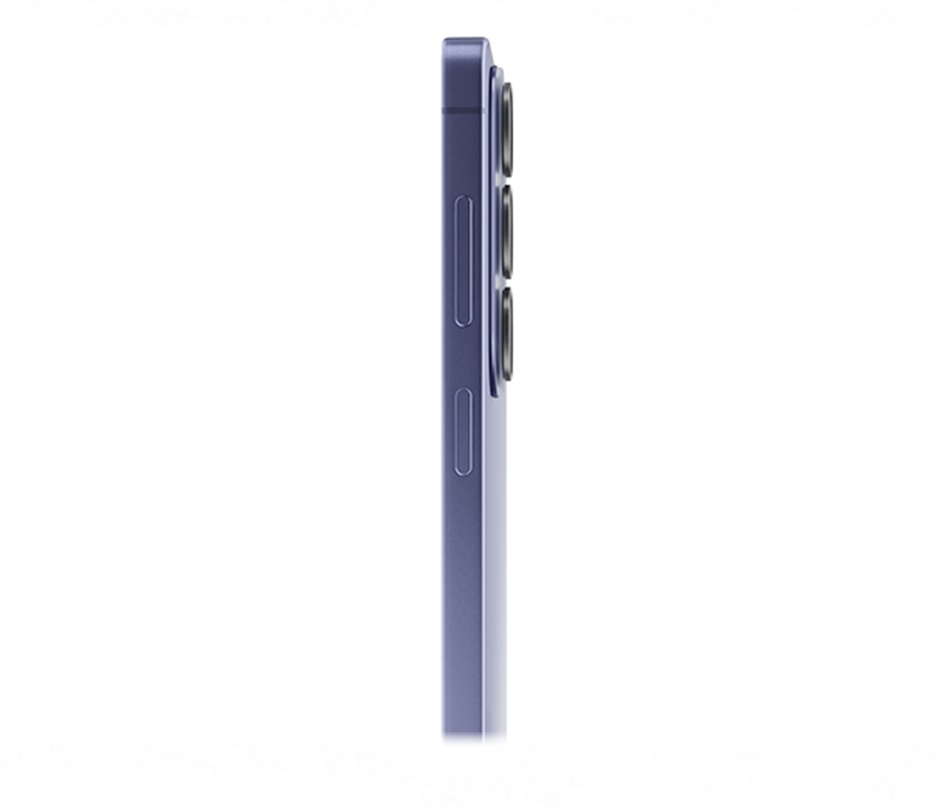 Zu sehen ist ein Galaxy S26 Plus in Cobalt Violet von der Seite, um sein schlankes Profil zu betonen.