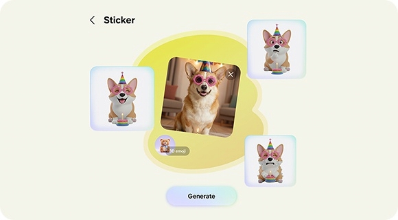 Das Foto eines Hundes mit Sonnenbrille wurde verwendet, um mit Hilfe von Creative Studio diverse Sticker mit verschiedenen Emotionen zu erstellen.
