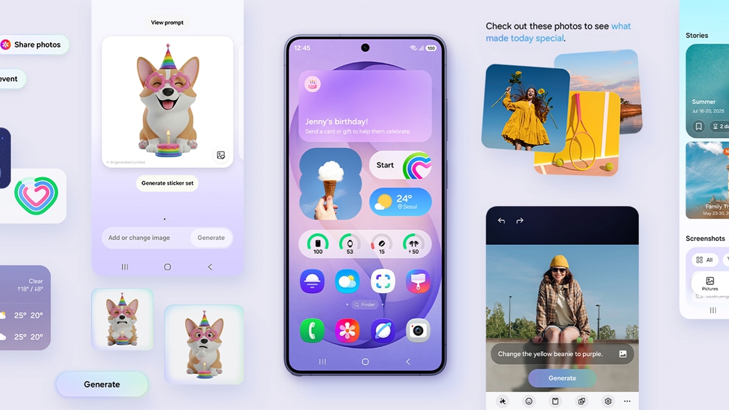 Das Galaxy S26 Ultra ist vom Hauptdisplay aus zu sehen. Verschiedene aktive Funktionen, die besser auf die Bed�rfnisse und Gewohnheiten des/der Benutzer*in zugeschnitten sind, flankieren das Ger�t. Dazu geh�ren Creative Studio, der Foto-Assistent und mehr.