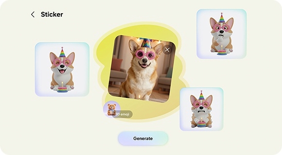 Das Foto eines Hundes mit Sonnenbrille wurde verwendet, um mit Hilfe von Creative Studio diverse Sticker mit verschiedenen Emotionen zu erstellen.