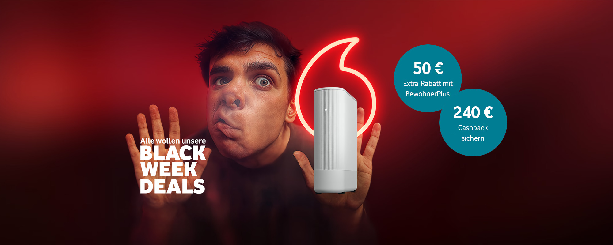 Bis zu 1000 Mbit/s im Download für nur 49,99 Euro, dazu 50 Euro Extra-Rabatt mit BewohnerPlus und 240 Euro Cashback