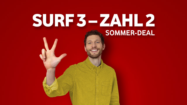Schriftzug: Surf 3 – zahl 2. Sommer-Deal.